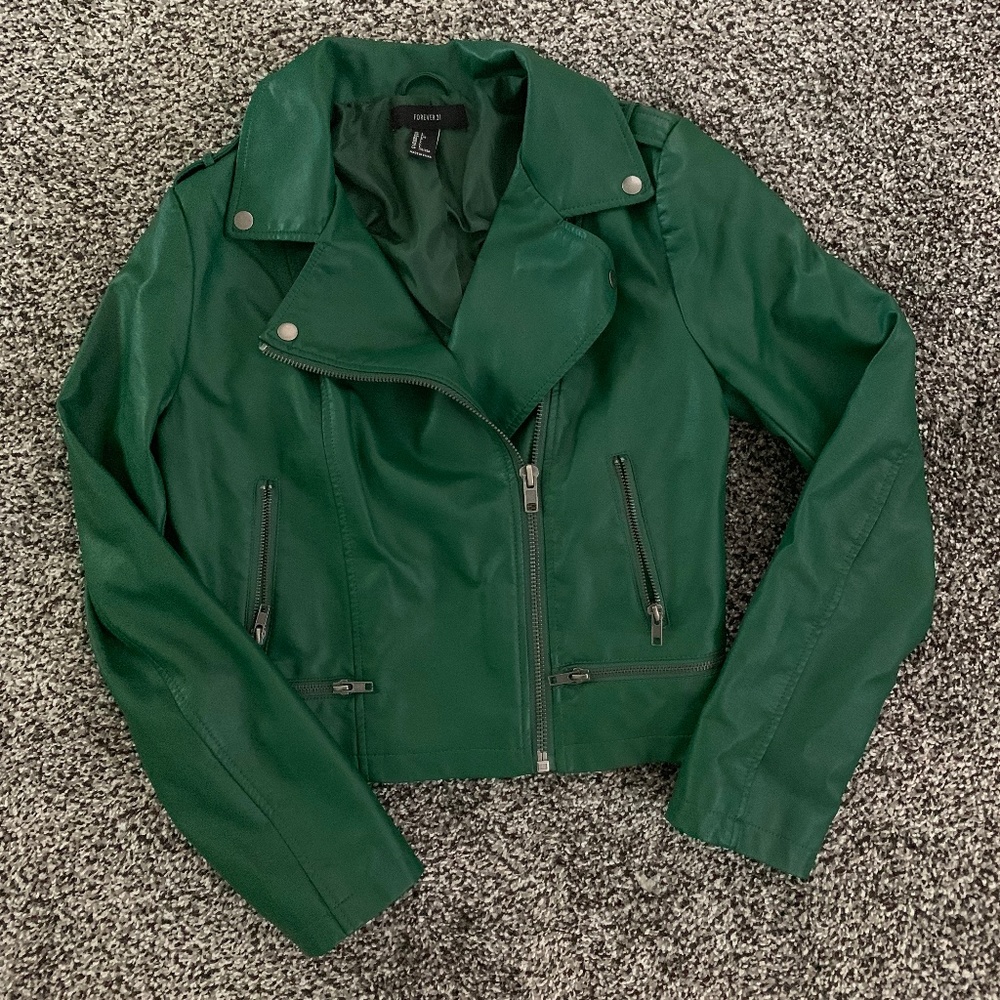 Forever 21 Faux Green Leather Jacket